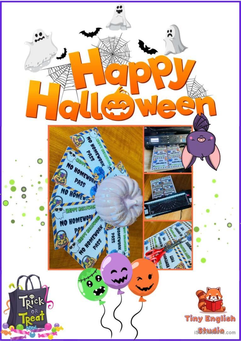 Halloween No Homework Passes - Freeb…: English Esl Worksheets Pdf with regard to Free Printable Halloween Homework Pass