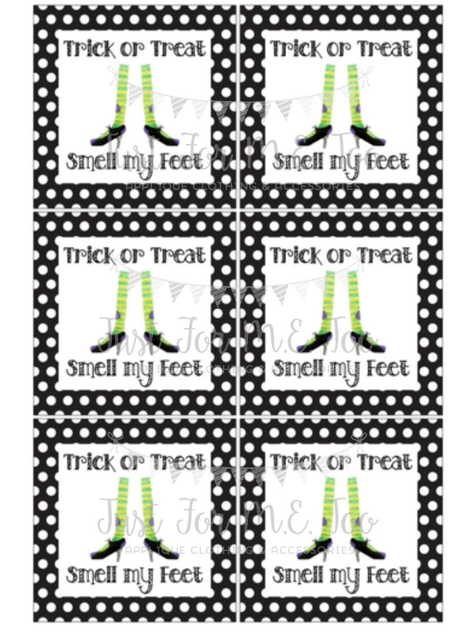Halloween Printable Tags, Instant Download, Trick Or Treat Smell for Free Printable Toe Tags