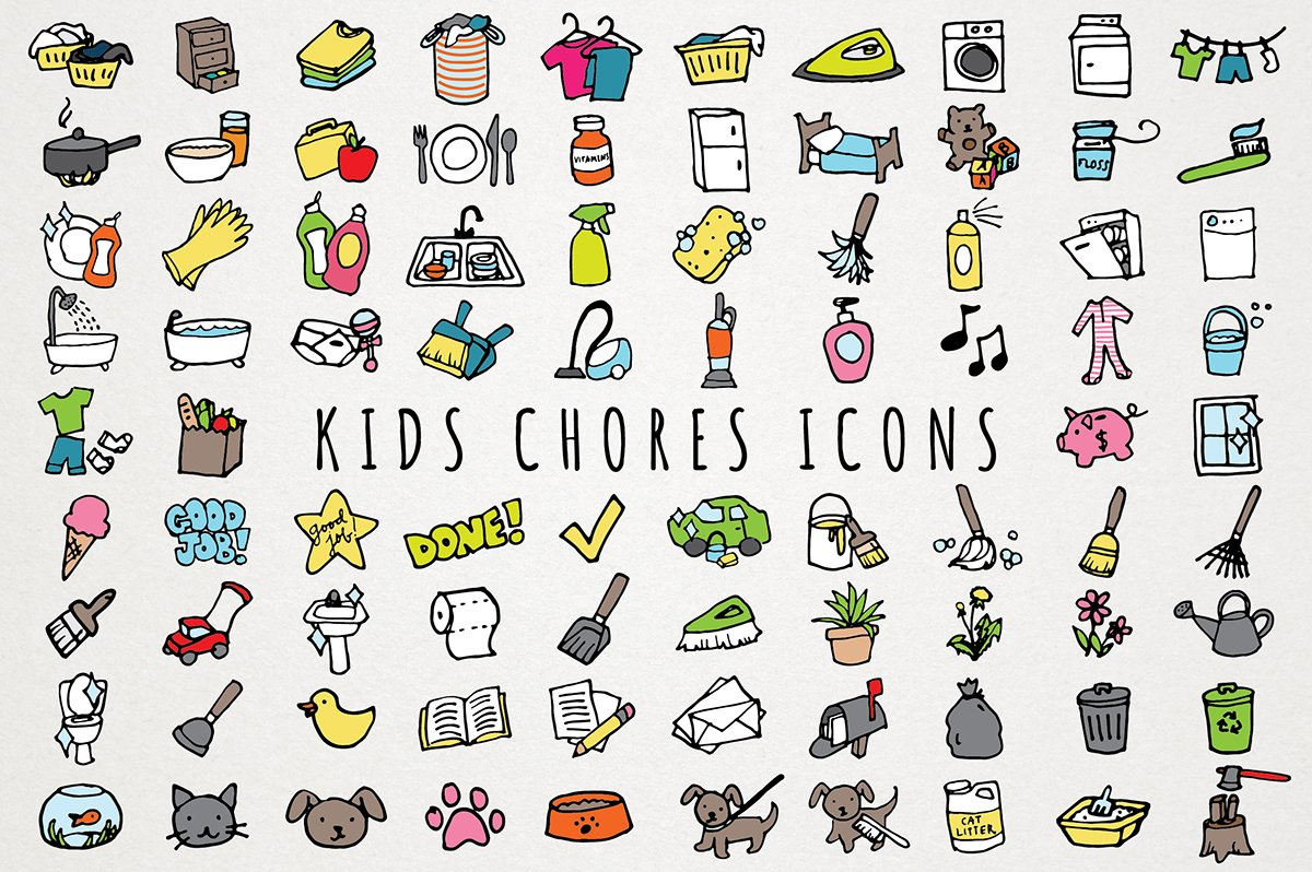 Hand-Drawn Kids Chores Icons – Free Design Resources in Free Printable Icons