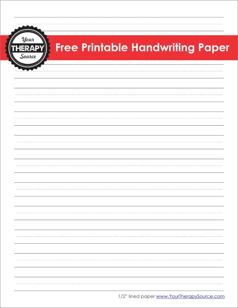 Handwriting Paper Printable - Free - Your Therapy Source for Blank Handwriting Worksheets Printable Free