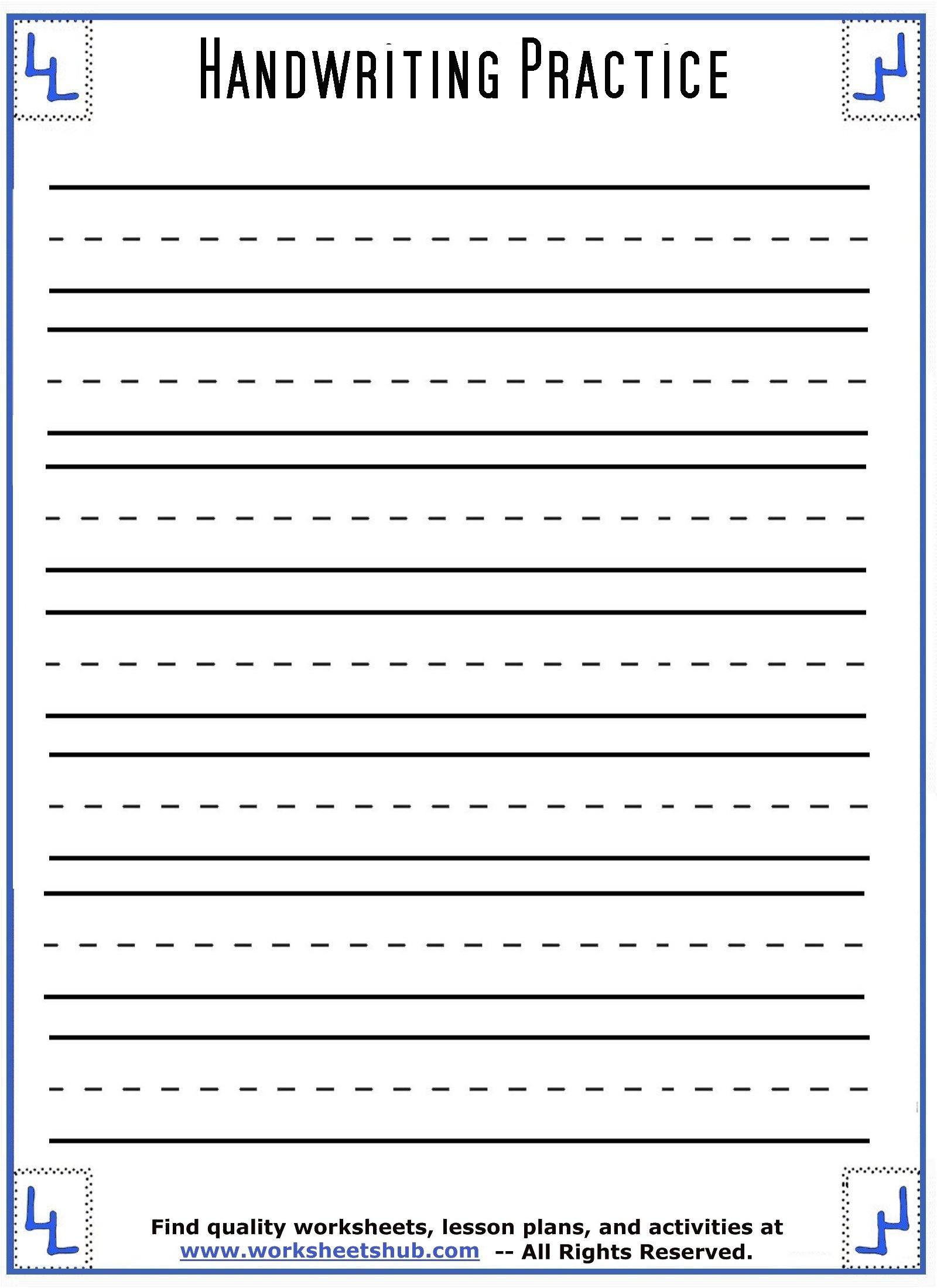 Handwriting Sheets:printable 3-Lined Paper throughout Blank Handwriting Worksheets Printable Free