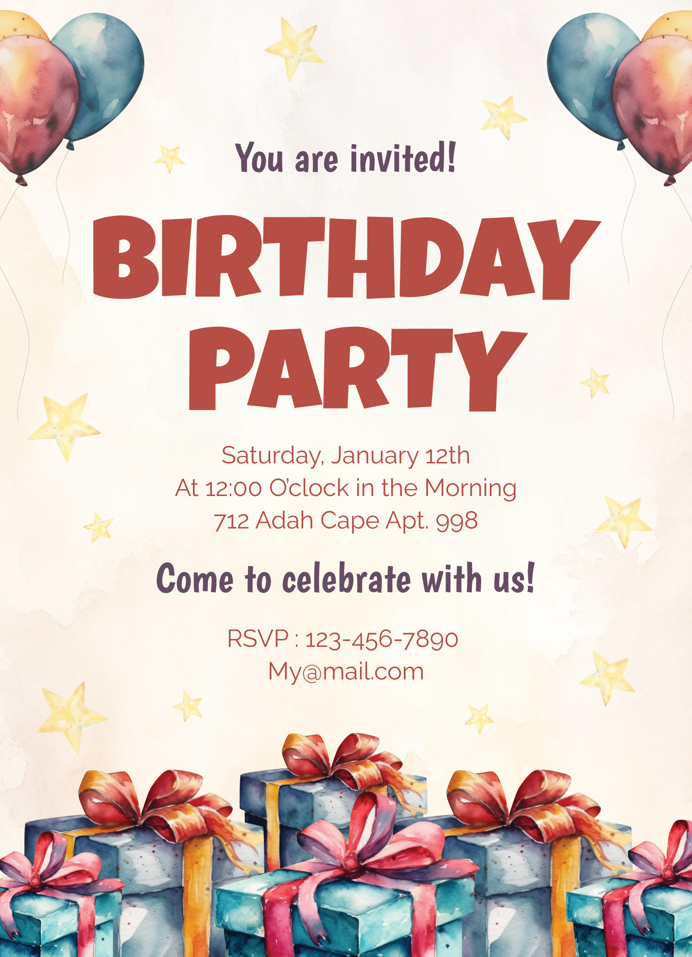 Happy Birthday Flyer Free Google Docs Template - Gdoc.io intended for Free Printable Birthday Party Flyers