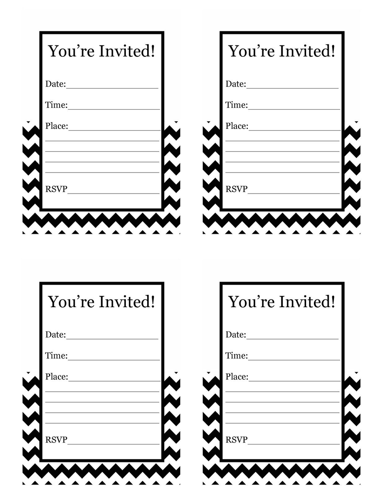 Happy Friday!! Free Printable Chevron Invitation - Worksheets Library for Free Chevron Printable Invitations
