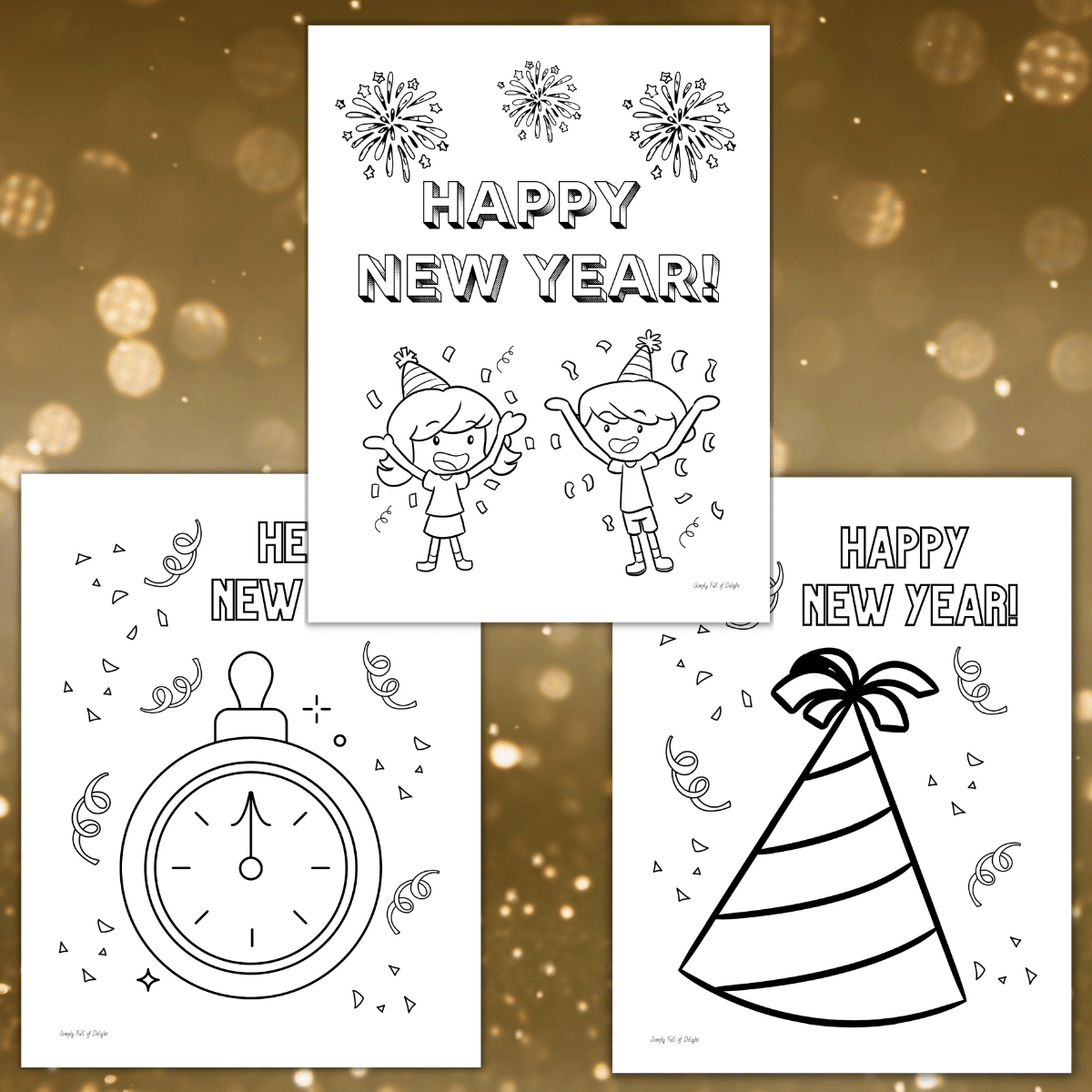 Happy New Year Coloring Pages (Free Printable!) throughout Free Printable Happy New Year Cards