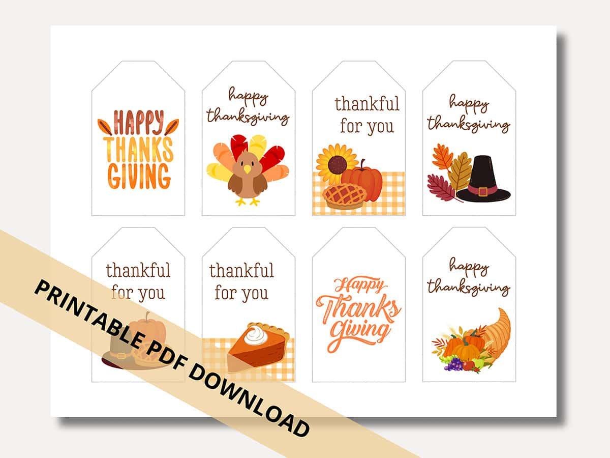 Happy Thanksgiving Gift Tags: 8 Free Printable Tags - Aubree Originals with Thankful For You Free Printable Tags