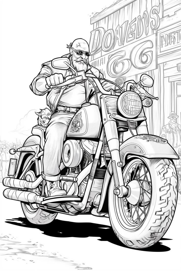 Harley Davidson Motorcycle Rider Free Coloring Page throughout Free Printable Harley Davidson Coloring Pages