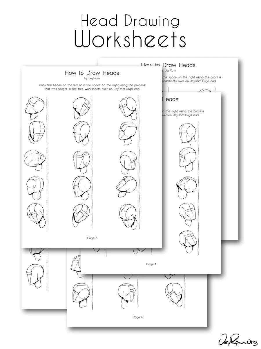 Head Drawing Practice From Any Angle Practice Worksheets (Printable Pdf) -  Jeyram Drawing Tutorials with regard to Free Printable Drawing Worksheets