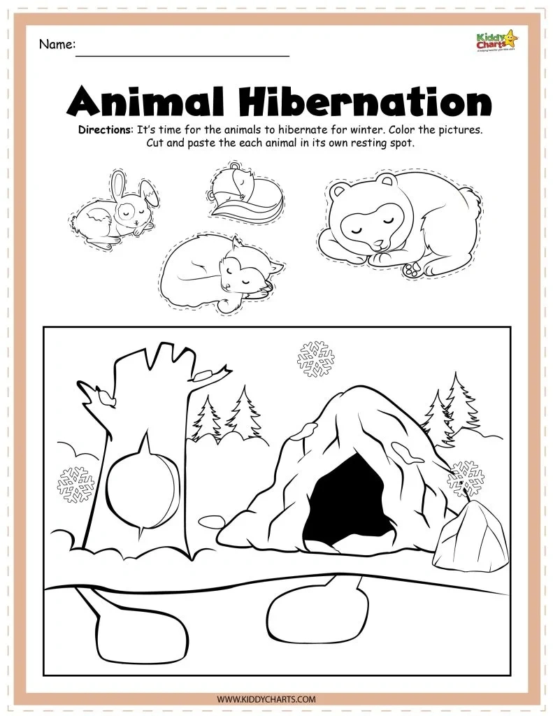 Hibernating Animals Activity Sheets - Kiddycharts inside Free Printable Hibernation Worksheets
