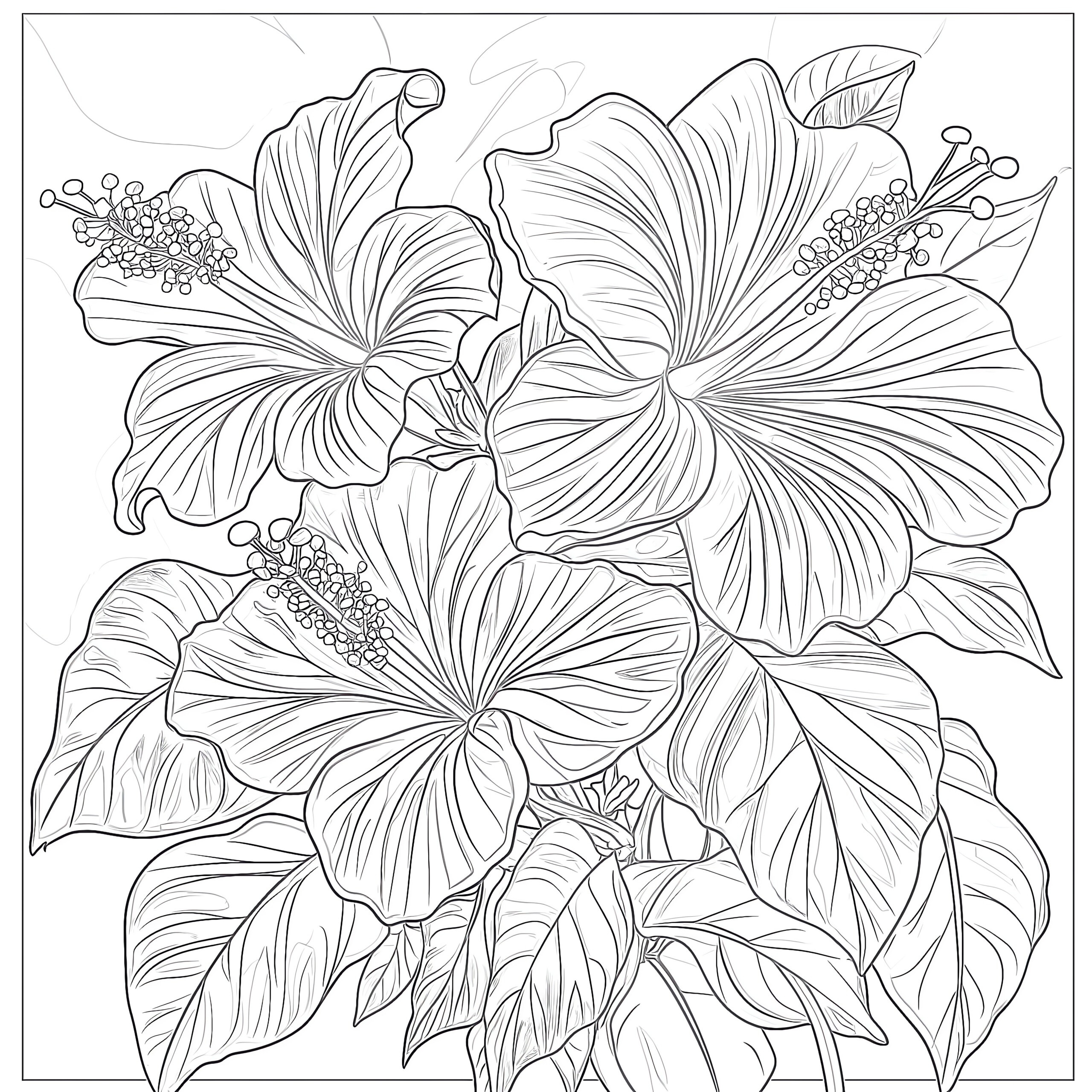 Hibiscus Colouring | Coloring Pages Mimi Panda for Free Printable Hibiscus Coloring Pages