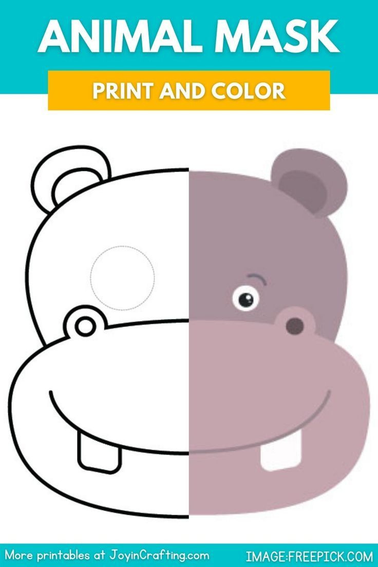 Hippo Animal Mask Printable Coloring Page pertaining to Free Printable Hippo Mask