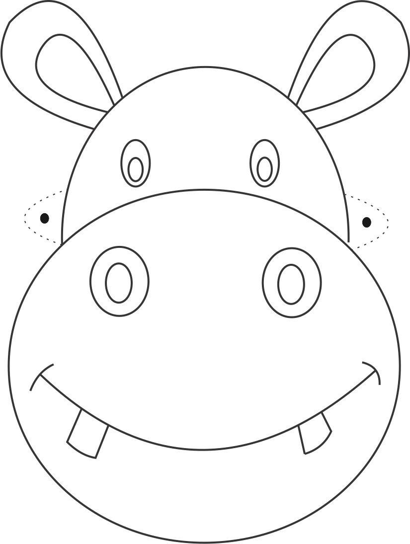 Hippo Mask Printable Coloring Page For Kids in Free Printable Hippo Mask