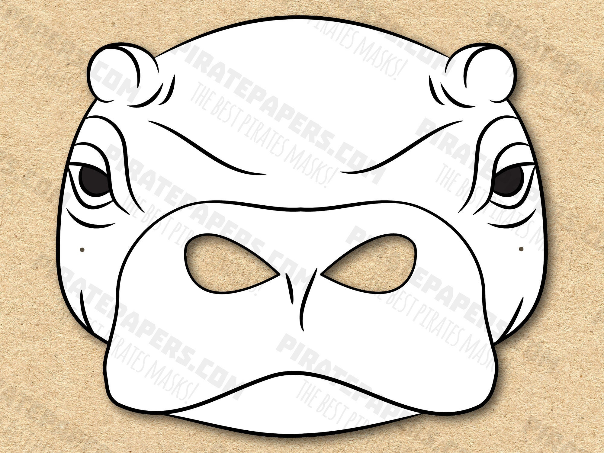 Hippo Mask Printable Coloring, Paper Diy For Kids And Adults. Pdf in Free Printable Hippo Mask