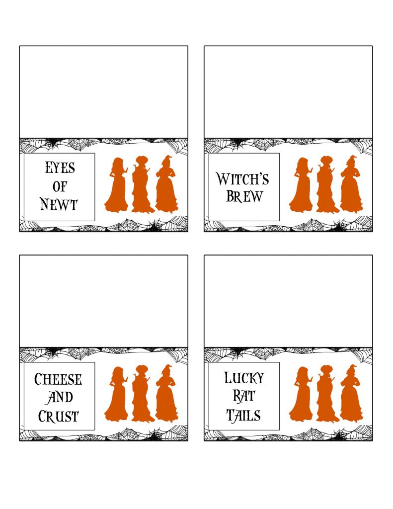 Hocus Pocus Party Place Cards And Food Labels | Free Printable regarding Free Printable Halloween Place Cards