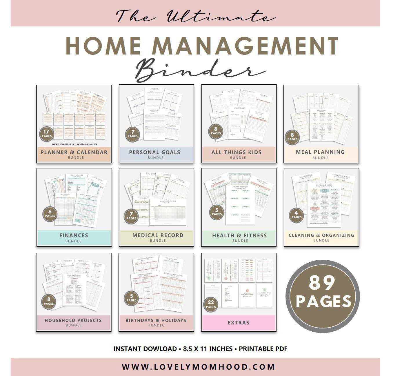 Home Management Binder (Printable Pdf Bundle) ยป Poweredthrivecart regarding Free Home Management Binder Printables 2017