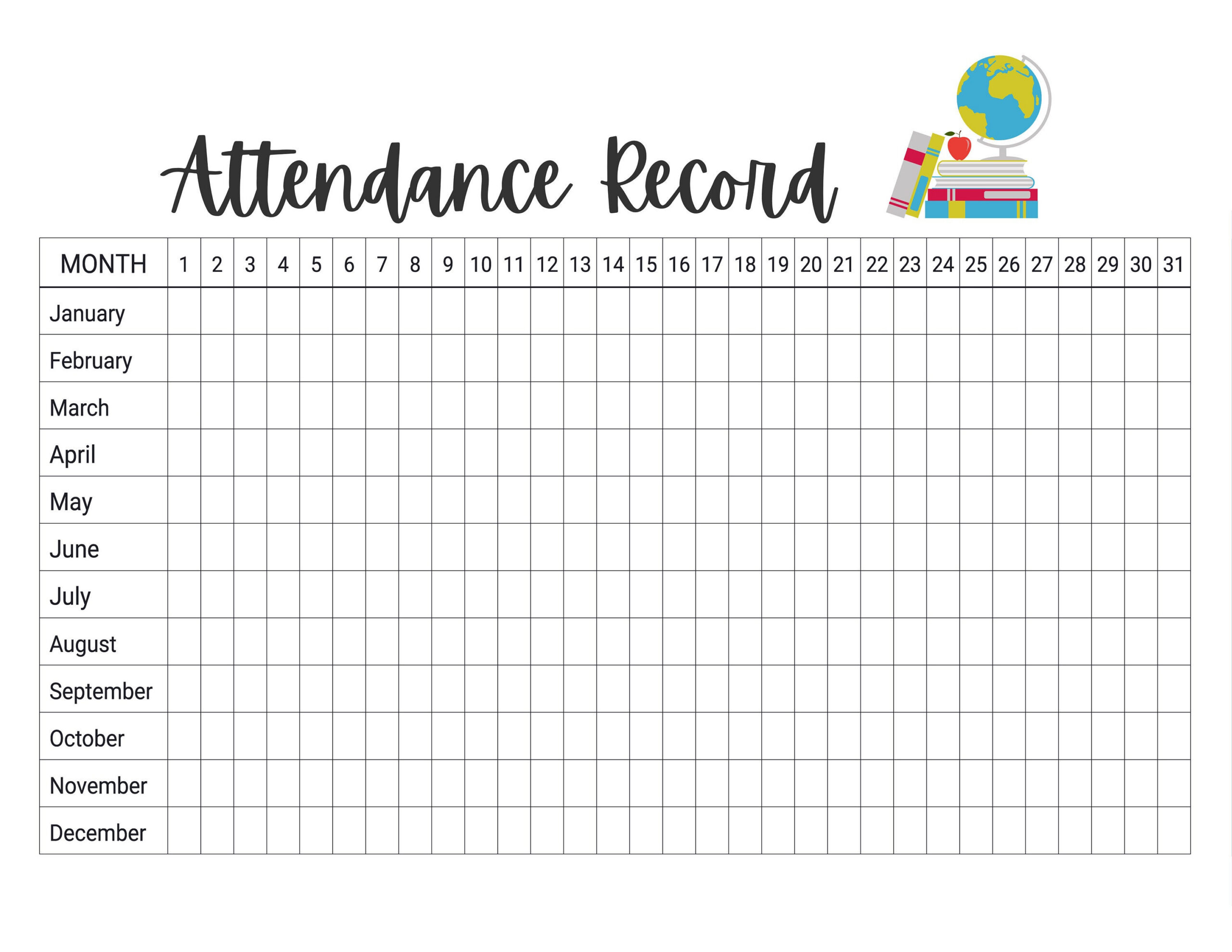 Homeschool Attendance Record Tracker Log Sheet Printable - Etsy within Free Printable Attendance Sheets For Homeschool