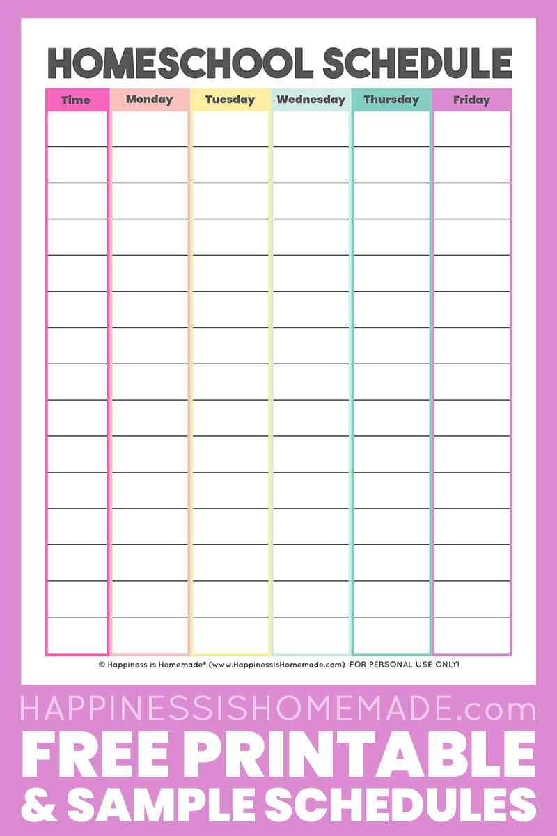 Homeschool Schedule Template: Free Printable - Happiness Is Homemade regarding Free Printable Homeschool Curriculum