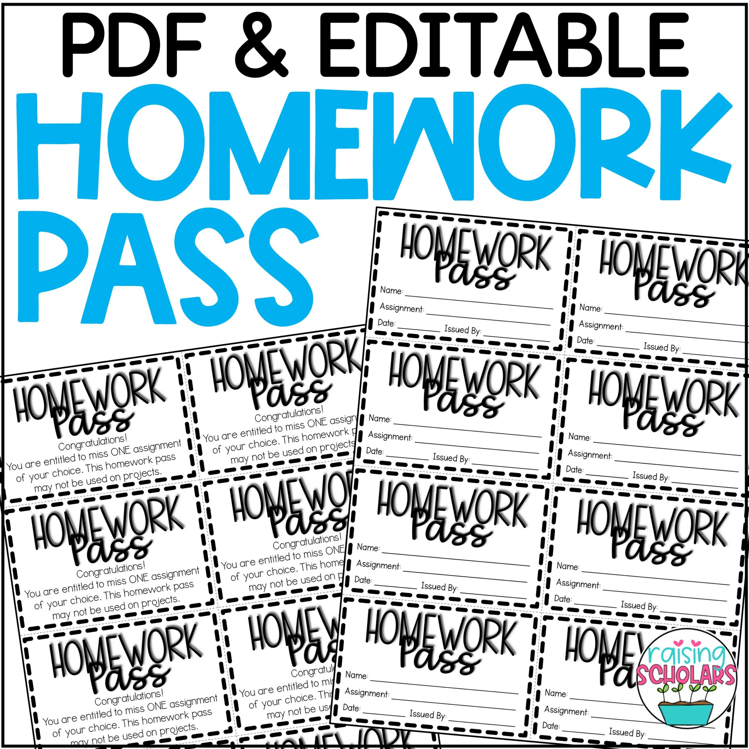 Homework Pass Editable | Madeteachers for Get Out Of Homework Free Pass Printable