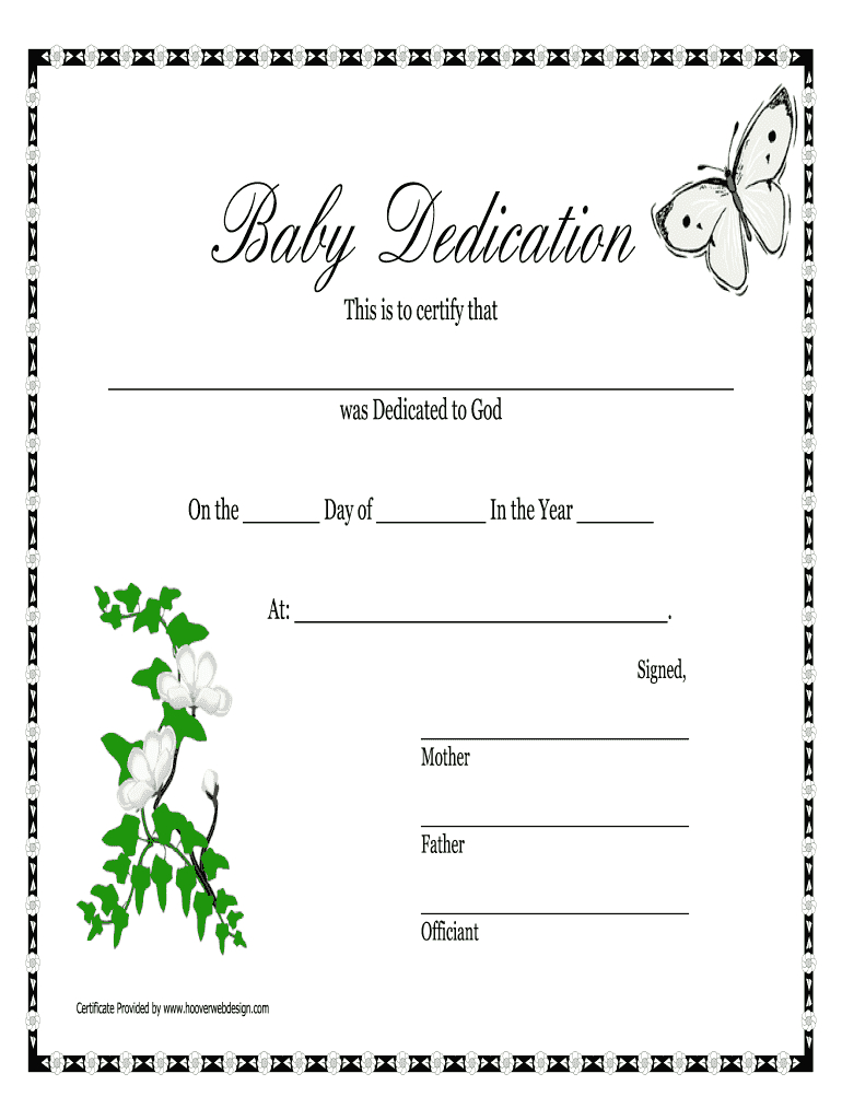 Hoover Web Design Baby Dedication Certificate Form - Fill Online for Free Baby Dedication Certificate Printable
