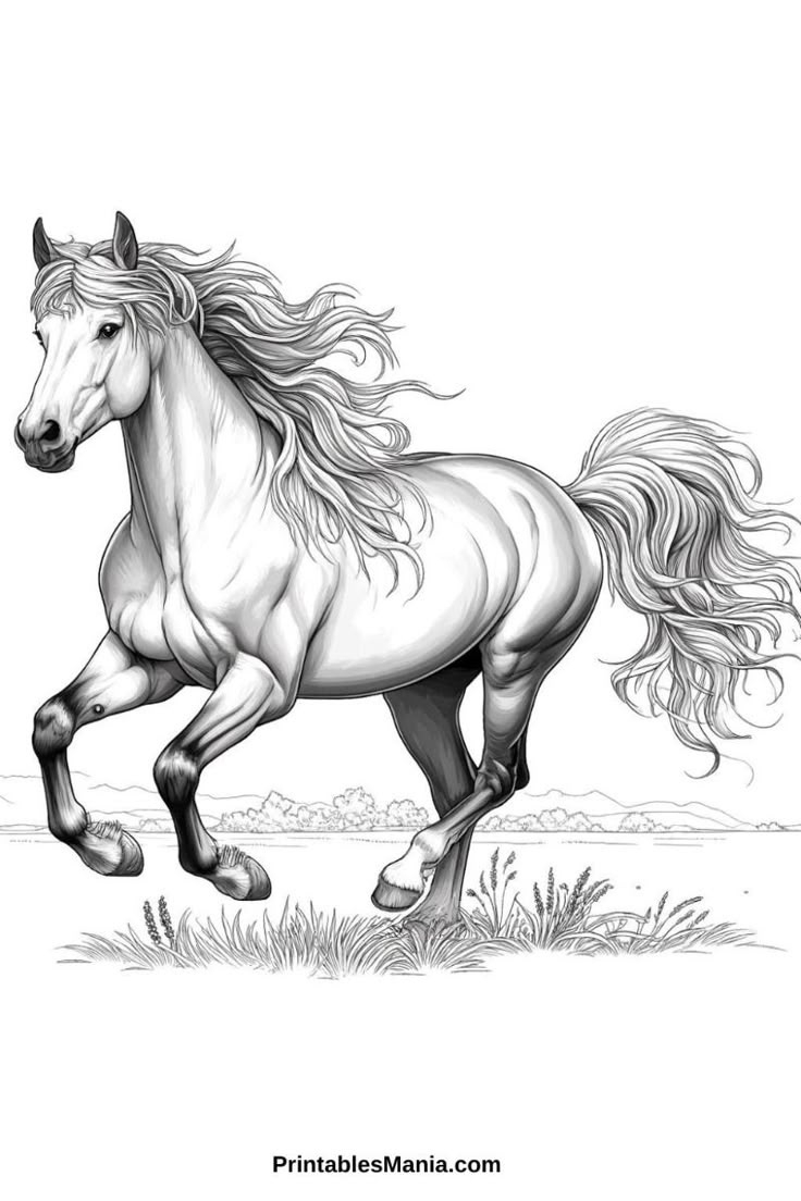 Horse Coloring Pages pertaining to Free Printable Realistic Horse Coloring Pages