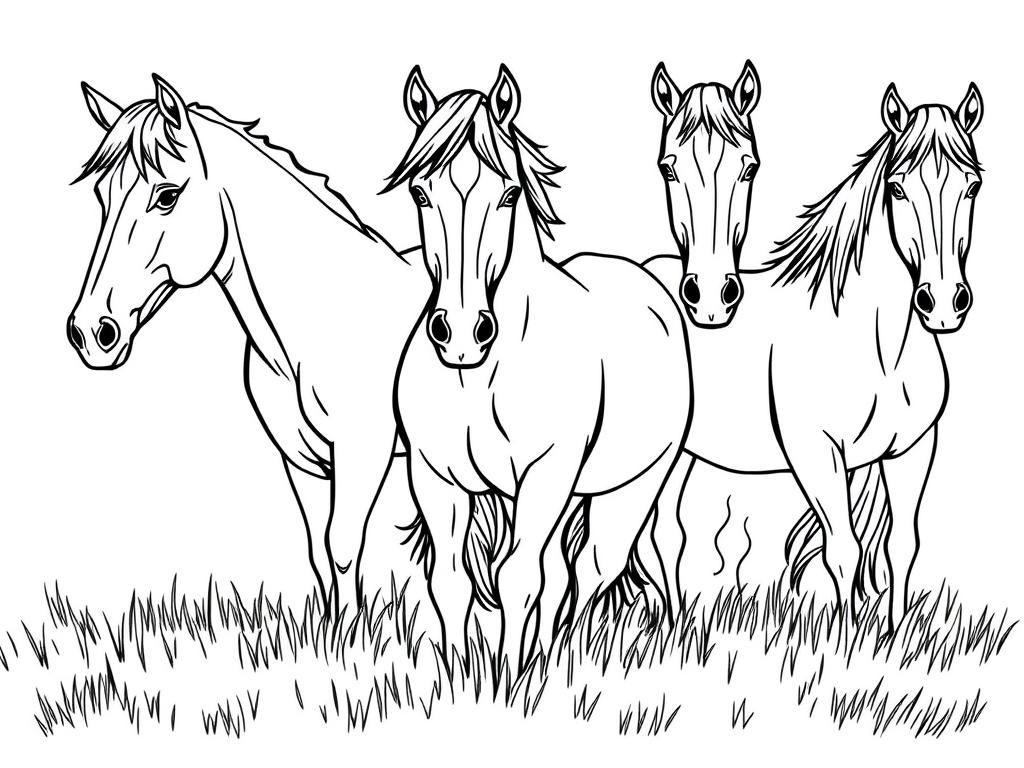 Horses Coloring Page - Free Printable Coloring Page for Free Printable Realistic Horse Coloring Pages