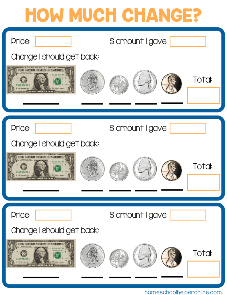 How Much Change? Money Math Worksheets For Elementary Students with Free Printable Making Change Worksheets