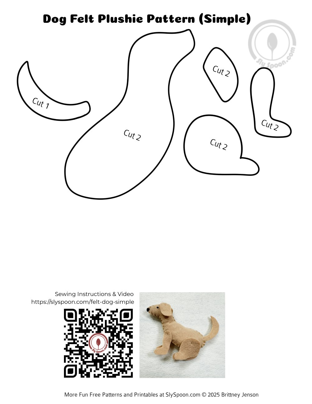 How To Hand Sew A Simple Felt Puppy Dog - Free Printable Pattern for Dog Sewing Patterns Free Printable