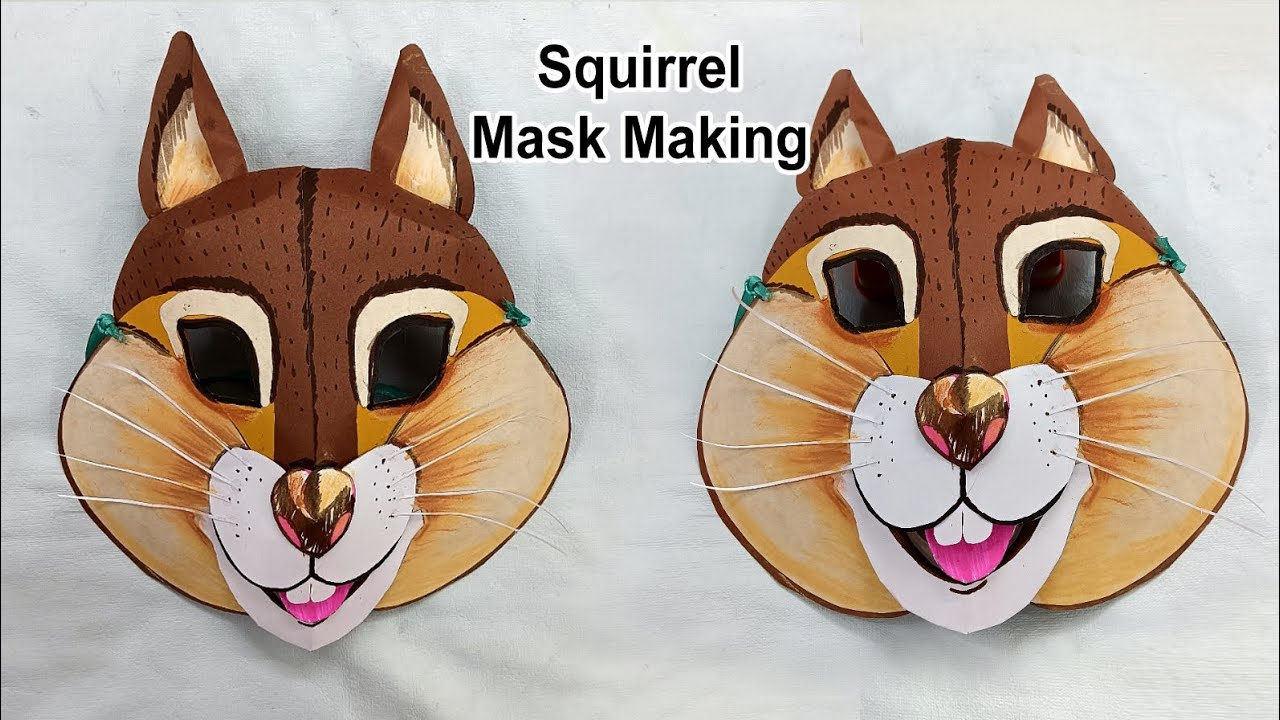 How To Make Squirrel Face Mask | Chipmunk Mask Diy | Animal Mask With Paper  | Paper Mask | Craft for Free Printable Chipmunk Mask