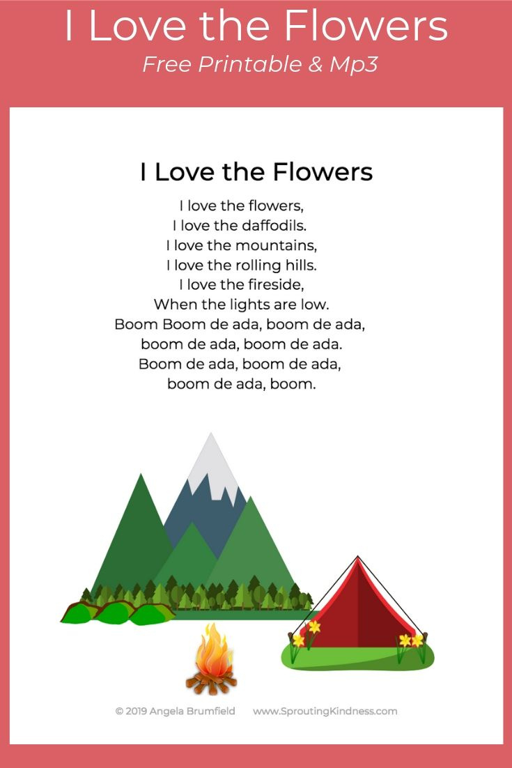 I Love The Flowers Free Printable Lyrics throughout Free Printable Song Lyrics