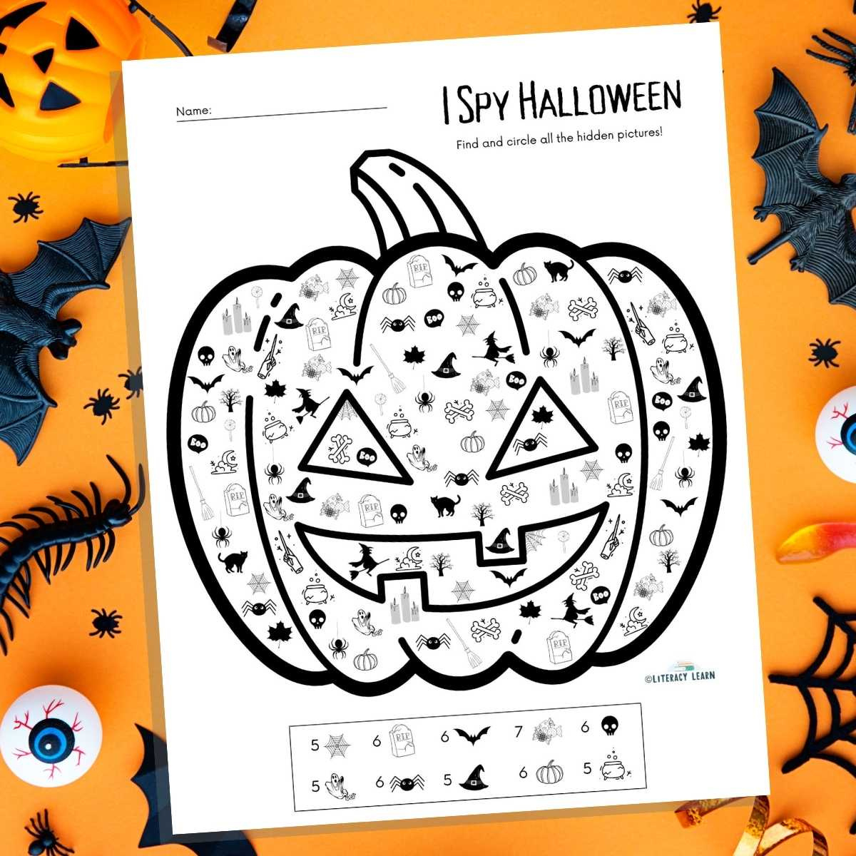 I Spy Halloween Activity Sheet - Free Printable! - Literacy Learn with Free Printable Halloween Worksheets