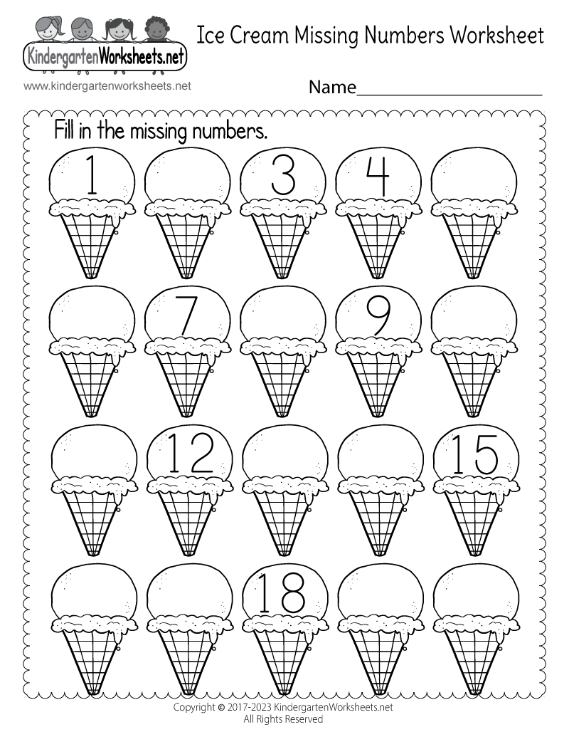 Ice Cream Missing Numbers 1-20 Worksheet - Free Printable, Digital with Free Printable Numbers 1 20 Worksheets