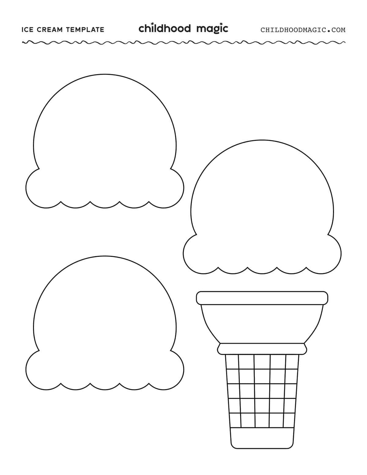 Ice Cream Template- Free Printable Outline - Childhood Magic intended for Ice Cream Cone Template Free Printable