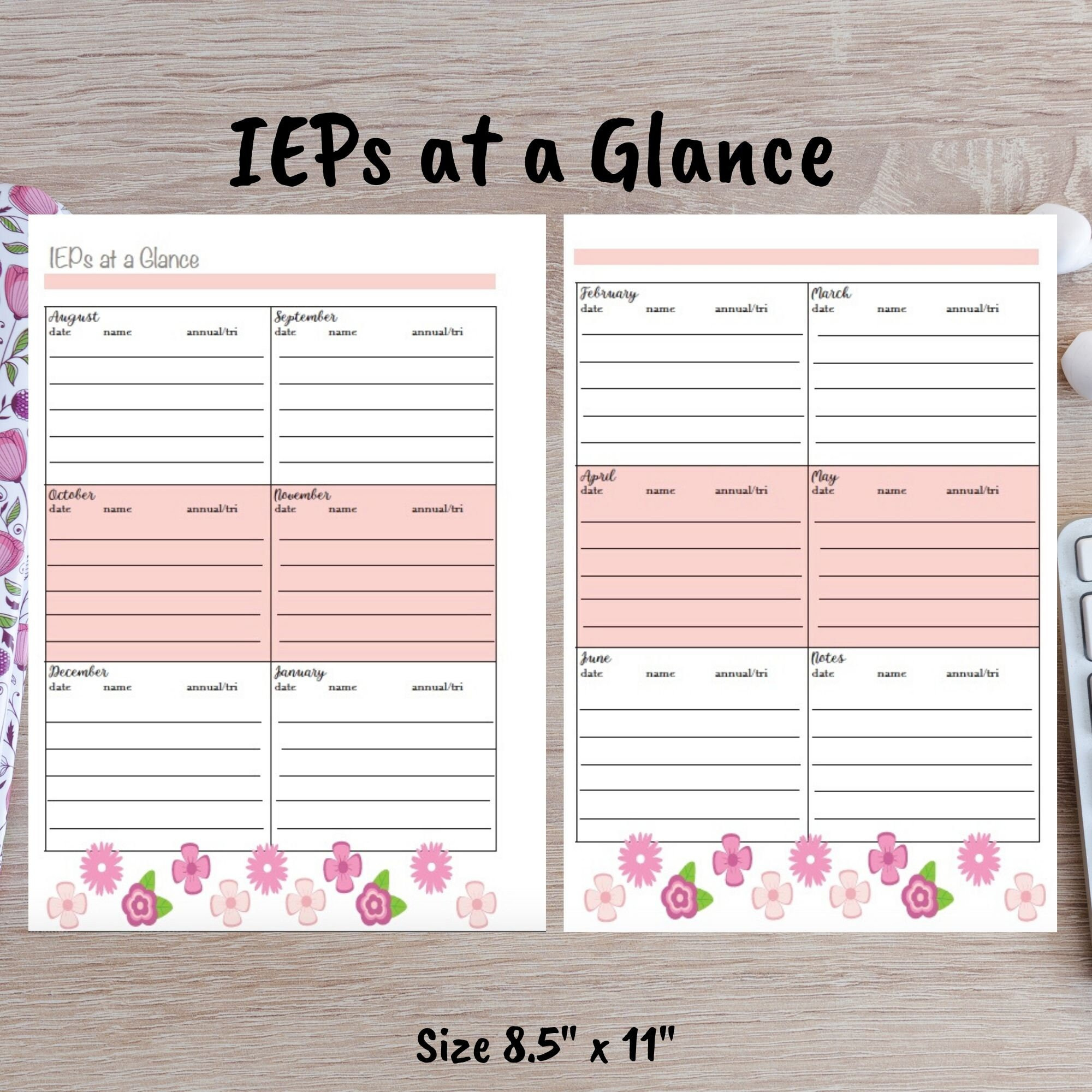 Ieps At A Glance Teacher Planner Printable throughout Iep At A Glance Free Printable