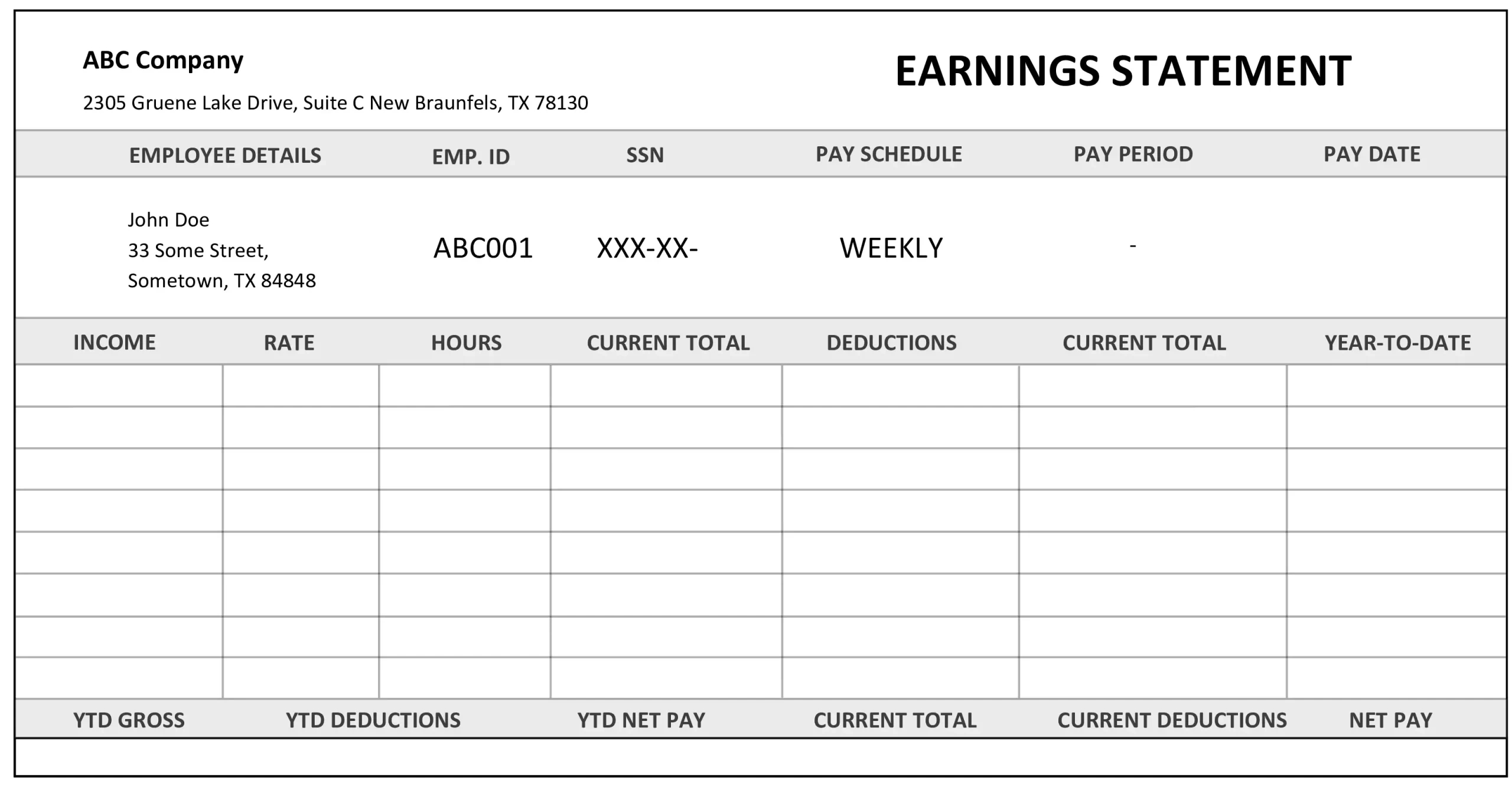 Independent Contractor Pay Stub Template ≡ Fill Out Pdf Forms Online intended for Free Printable Paycheck Stubs