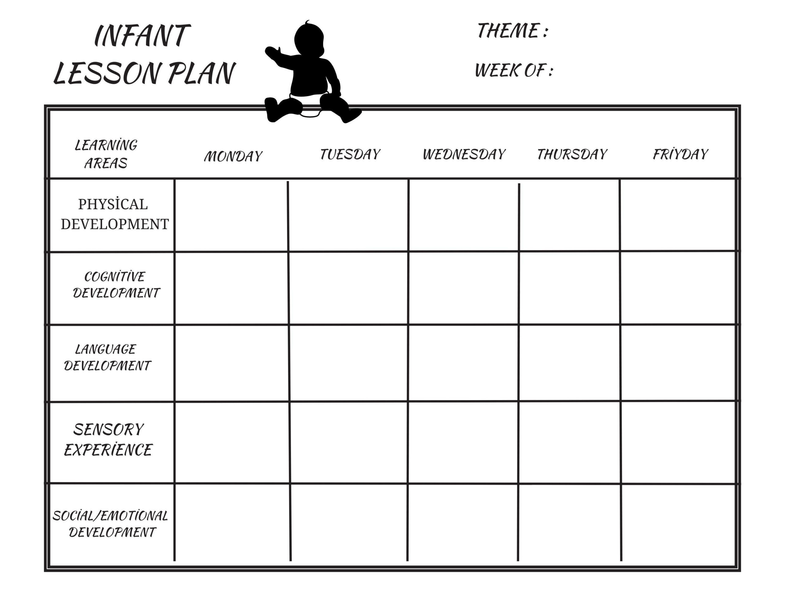 Infant Weekly Lesson Plan-Black &amp;amp; White, Construction Printable intended for Free Printable Infant Lesson Plans
