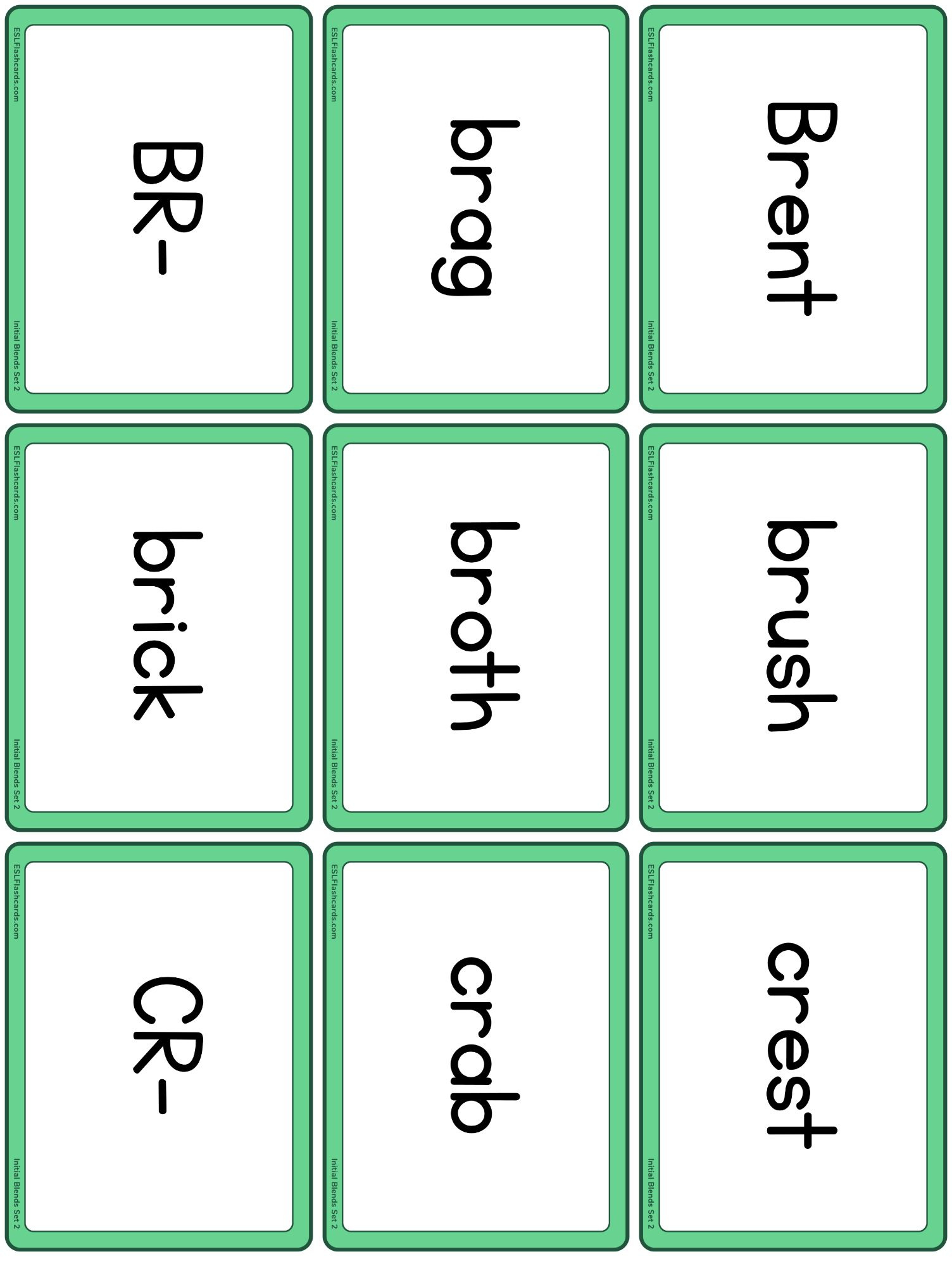 Initial Consonant Blends – Esl Flashcards in Free Printable Blending Cards