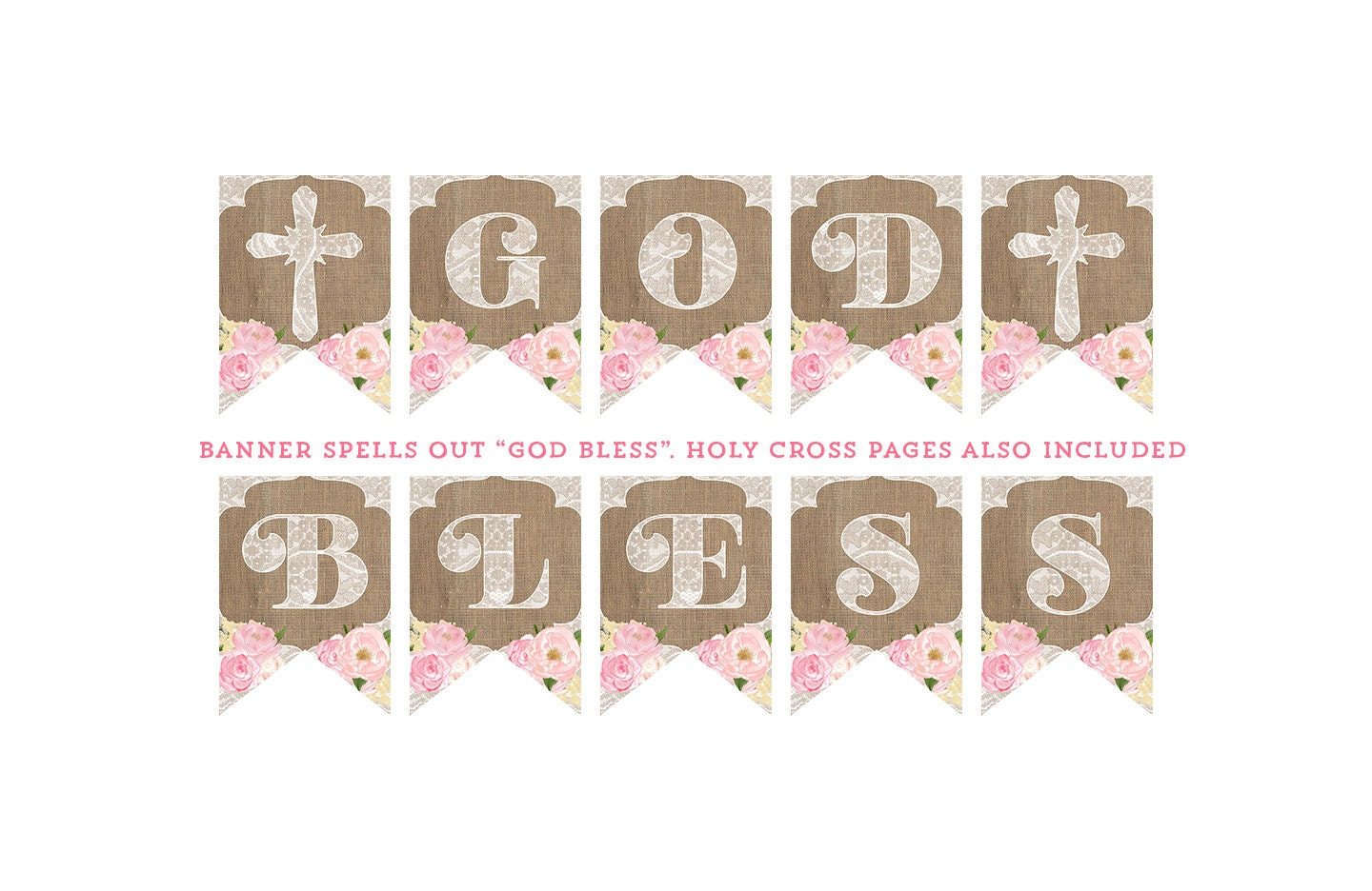 Instant Download God Bless Banner, Instant Download Baptism Banner regarding Free Printable God Bless Banner