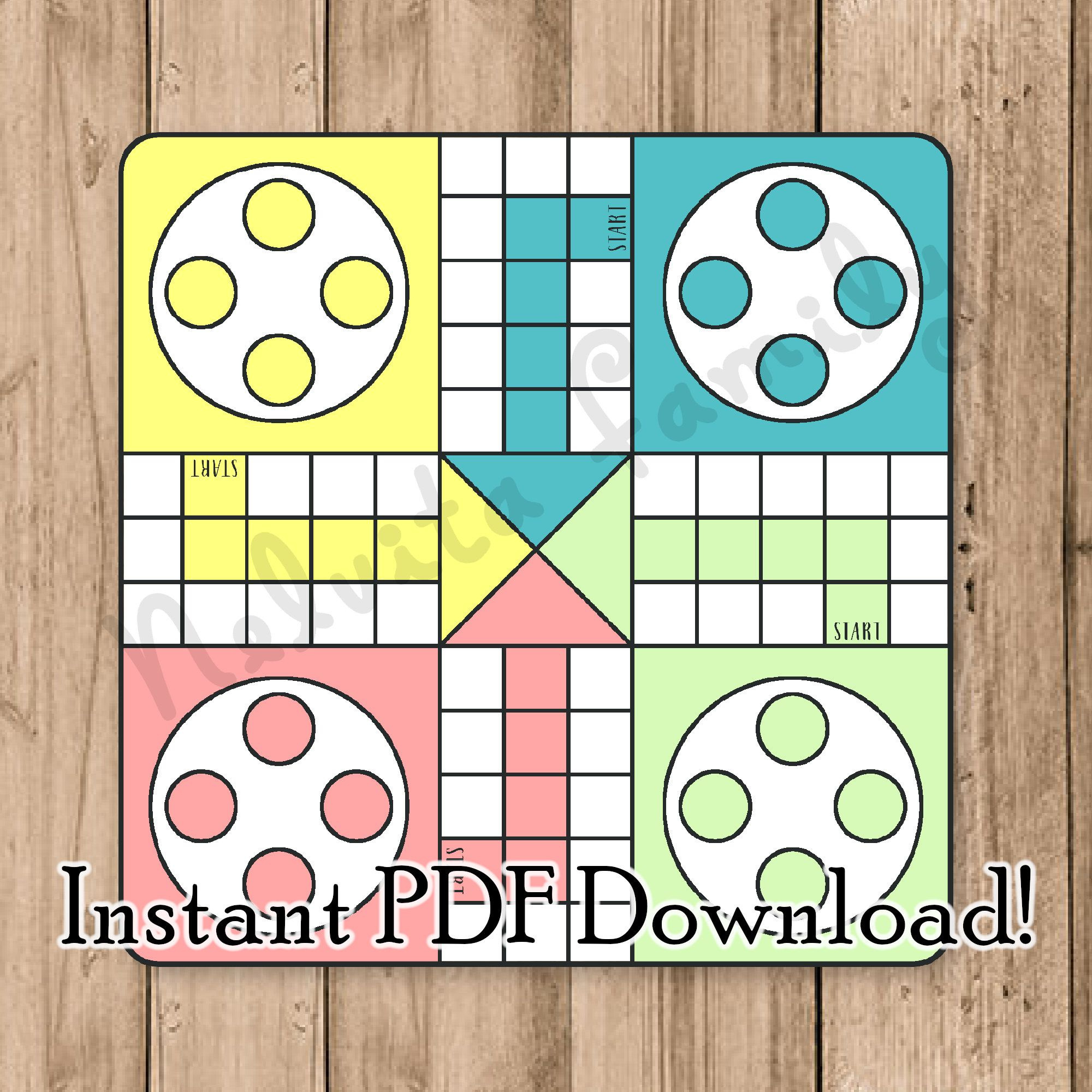Instant Download Ludo Board Game Printable Pdf throughout Free Printable Ludo Board