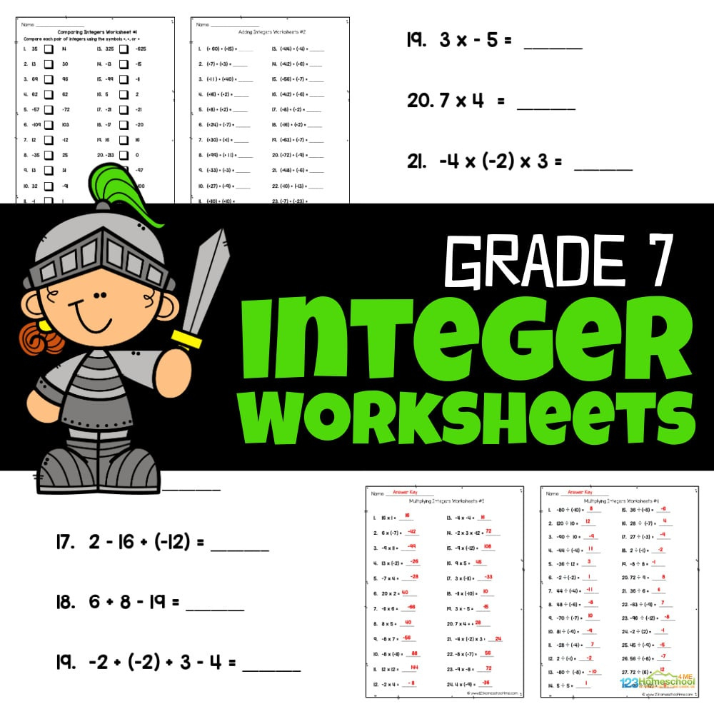 Integers Worksheets For Grade 7 Math intended for Free Printable Integer Worksheets Grade 7