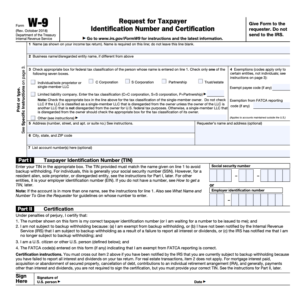 Irs Form W-9 | Zipbooks within W9 Form Printable 2017 Free