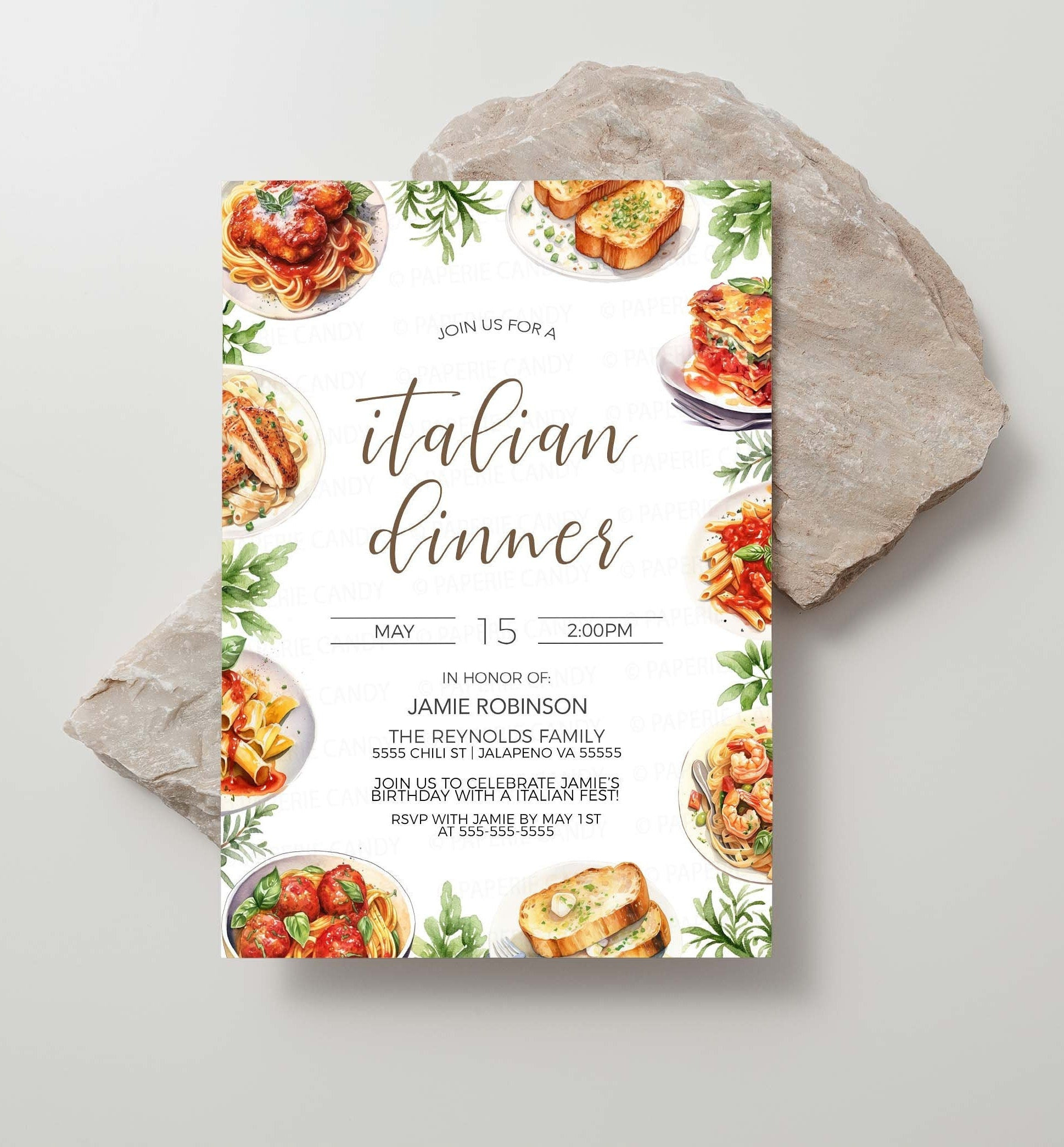 Italian Dinner Invitation, Italian Theme Invite, Pasta Dinner for Free Printable Italian Party Invitations