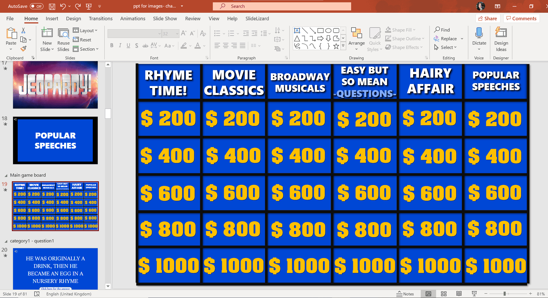 Jeopardy! Game Template For Powerpoint (2022) | Slidelizard® throughout Free Printable Jeopardy Template