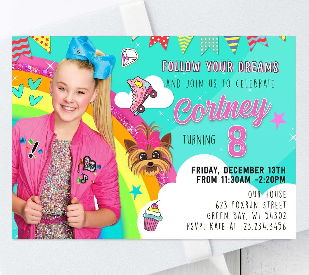 Jojo Siwa Invitation Template Editable - Start With A Free Demo regarding Jojo Siwa Free Party Printables