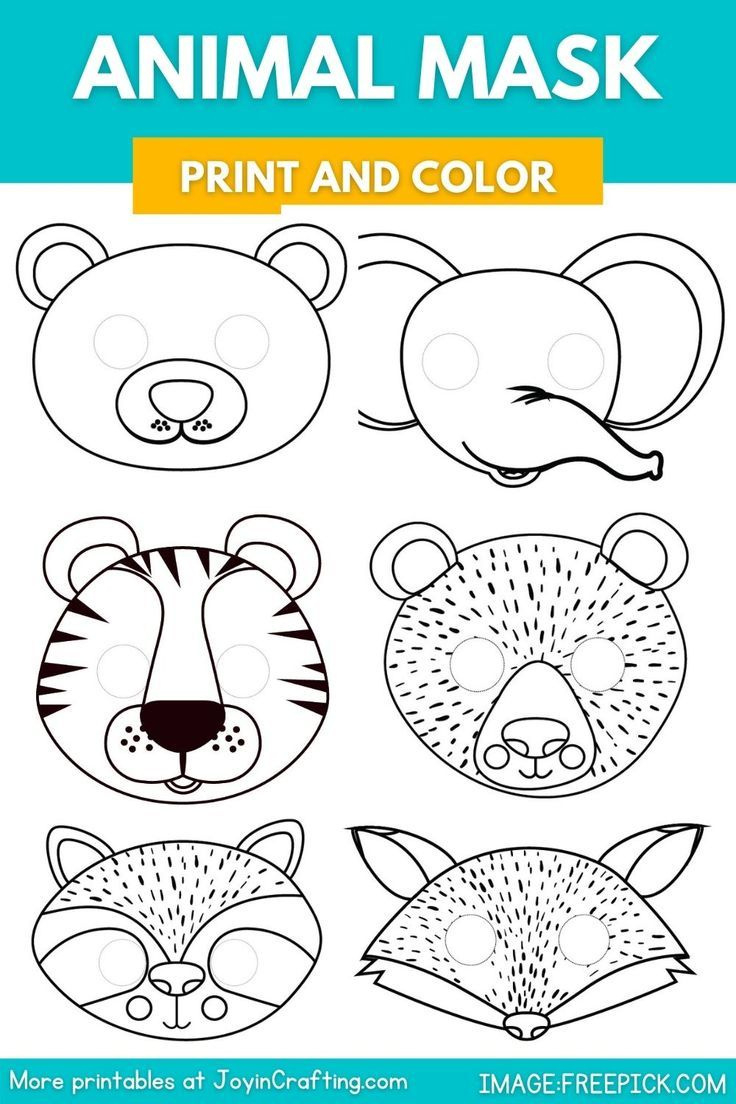 Jungle Animal Mask Printable Coloring Page for Animal Face Masks Printable Free