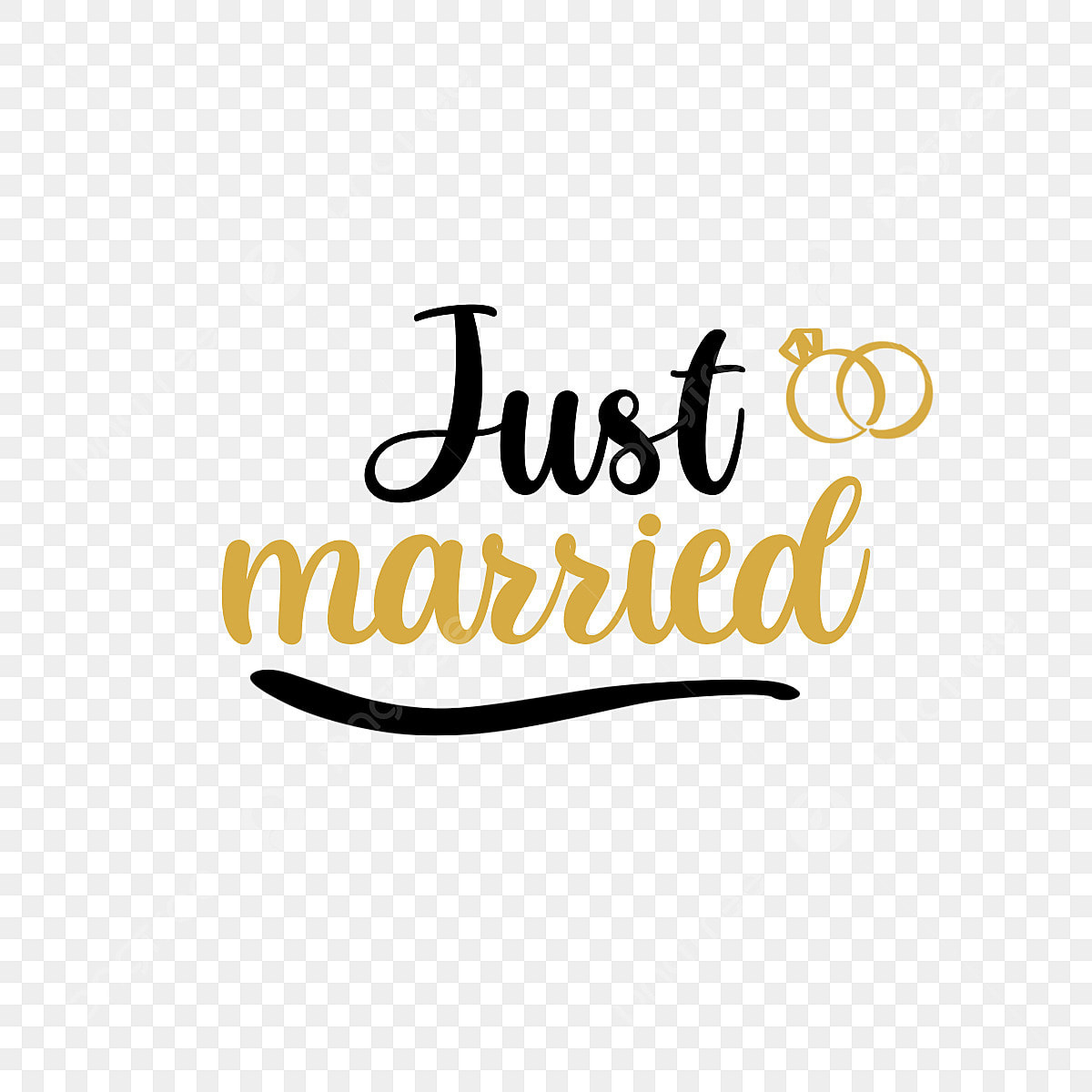 Just Married Clipart Hd Png, Just Married Hand Lettering Sticker with Just Married Free Printable