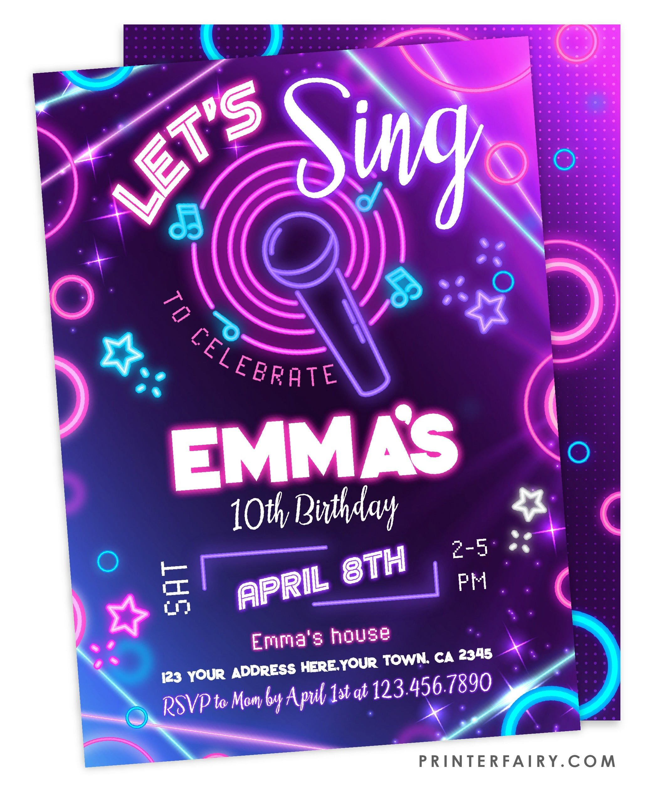 Karaoke Party Invitation | Printerfairy - Worksheets Library throughout Free Printable Karaoke Party Invitations