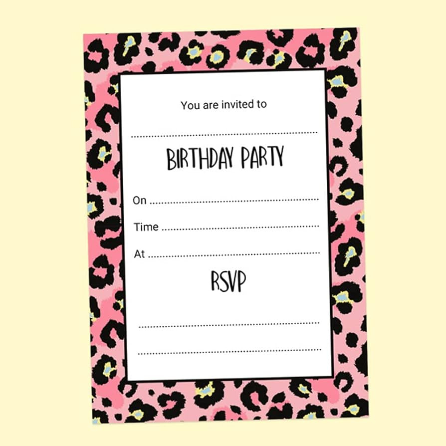 Kids Birthday Invitations - Leopard Print Party - Pack Of 10. Fun inside Free Printable Cheetah Birthday Invitations