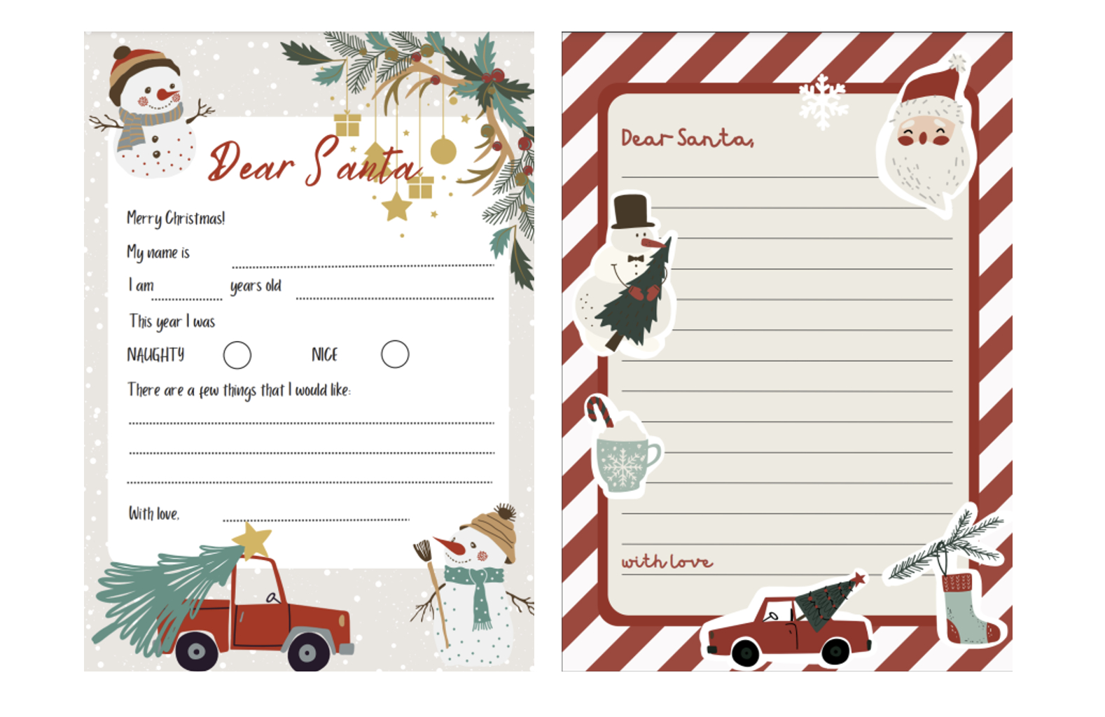Kids&amp;#039; Christmas Activities: Free Printable Letter To Santa Templates throughout Free Printable Santa Paper