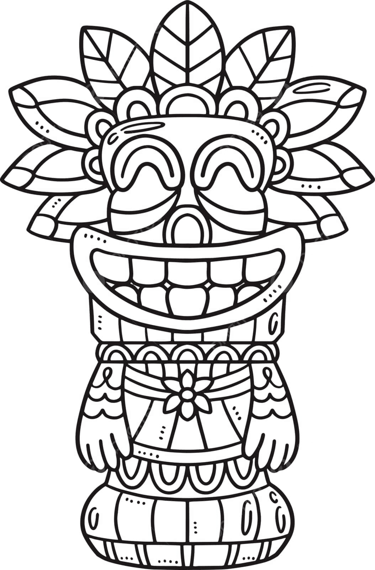 Kids Coloring Page Isolated Tiki Totem Pole For Fun Vector, Ring regarding Tiki Coloring Pages Free Printables