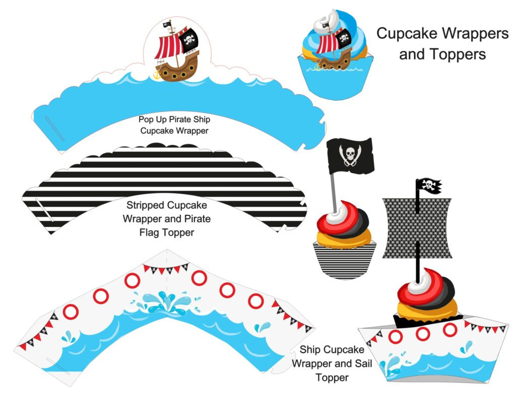 Kids Pirate Birthday Party Free Printable Collection with Free Printable Pirate Cupcake Toppers