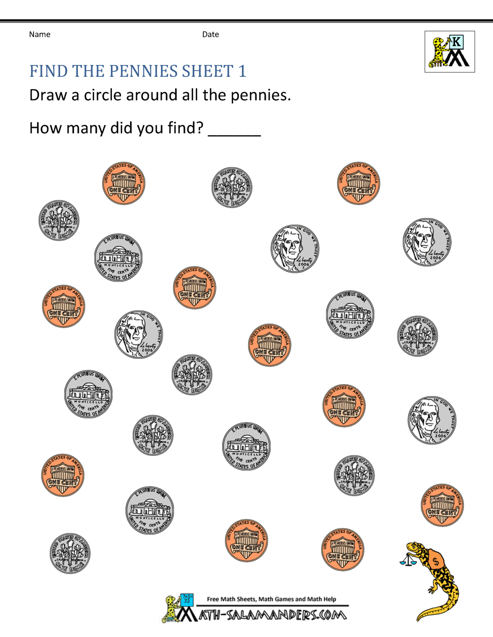 Kindergarten Money Worksheets 1St Grade pertaining to Free Printable Money Worksheets For Kindergarten